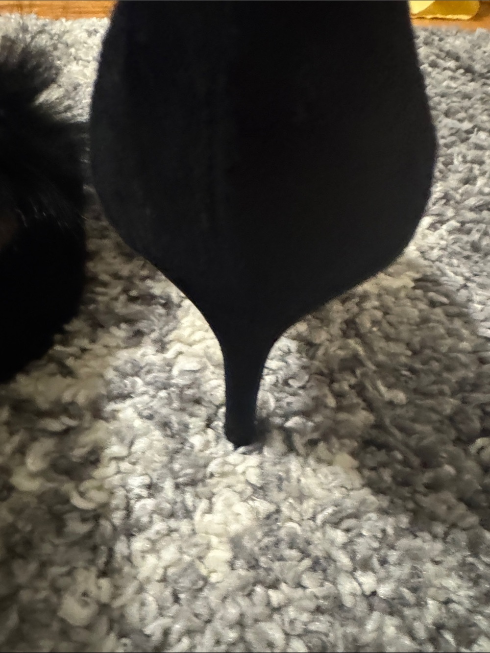 Gianni Bini Black Suede Pointed-Toe Pumps with Pom-Pom Detail - Picture 6 of 6